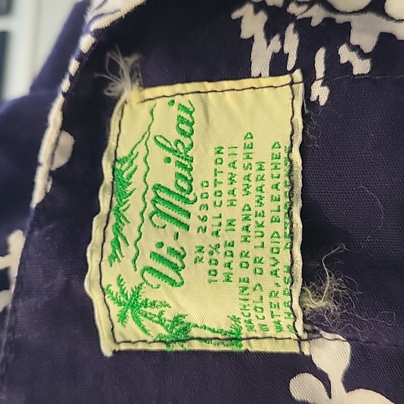 Vintage Hawaiian Ui Maikai Blue & White Floral Maxi Mu Muu Dress Size M - Picture 9 of 9